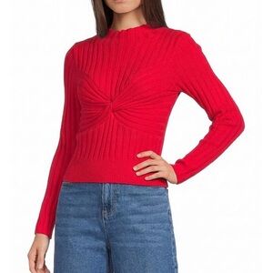 GB girls Red Twist-Knot Ribbed Pullover